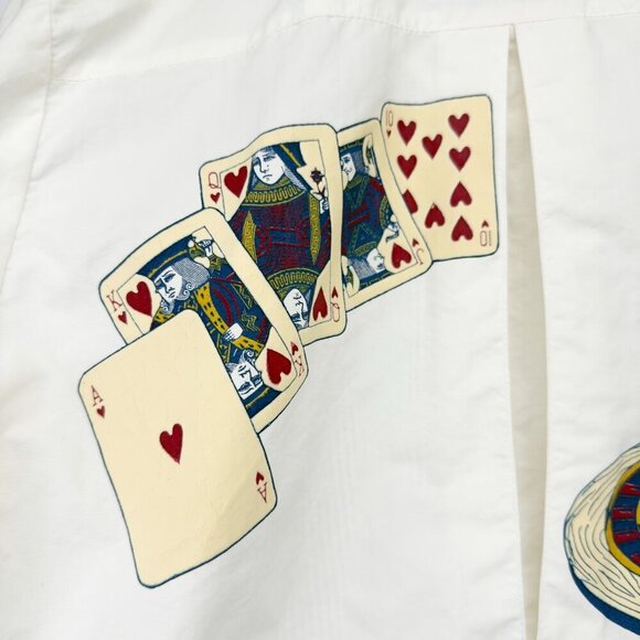 HARTWELL 90’s VTG White Bomber Gambling Jacket with Gold Accents sz M - Picture 9 of 15